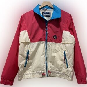 Vintage Woolrich Women’s Colorblock Windbreaker Jacket Retro Pink Blue White)